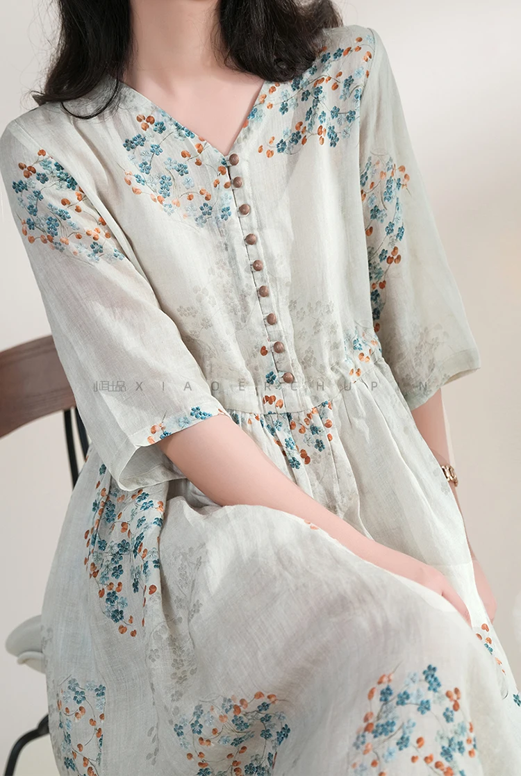 Vintage Collectible Buttons - Summer Dress Women 2025 Long Print