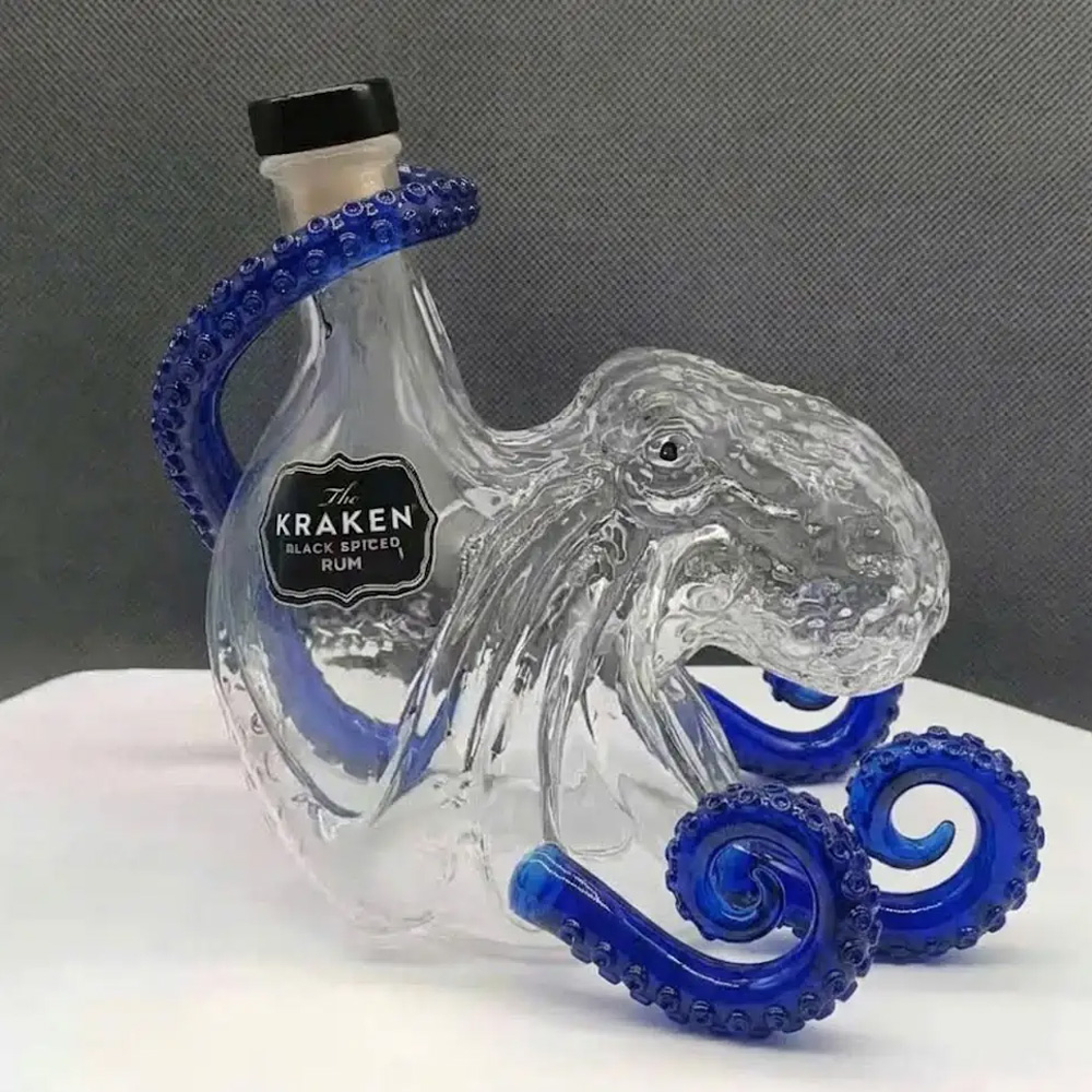 Vintage Collectible Glassware - Vintage Kraken Octopus Whiskey Decanter Bar