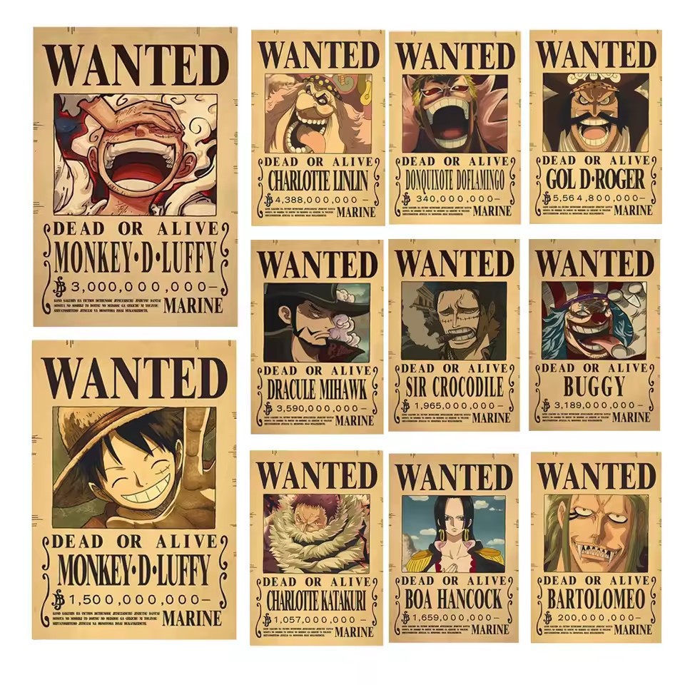 Vintage Game Collection - Anime One Piece Bounty Wanted Posters