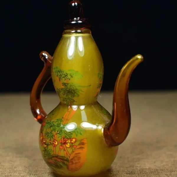 Vintage Collectible Glassware - Vintage Glaze Glass Gourd Bottle Interior