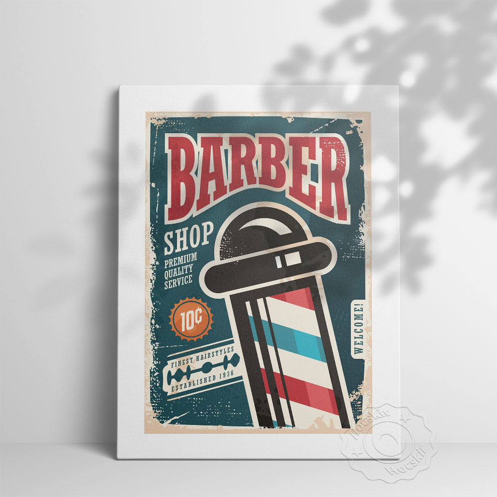 Vintage Collectible Shop - Barber Shop Vintage Art Collection Poster,