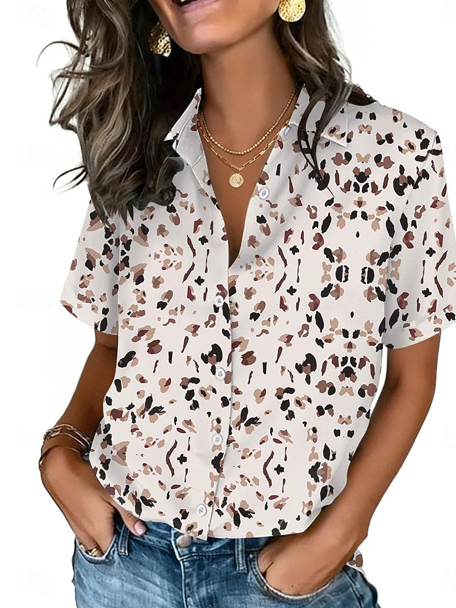 Women's Dot Print Lapel Shirt  - Vintage Collectible Buttons recension och pris