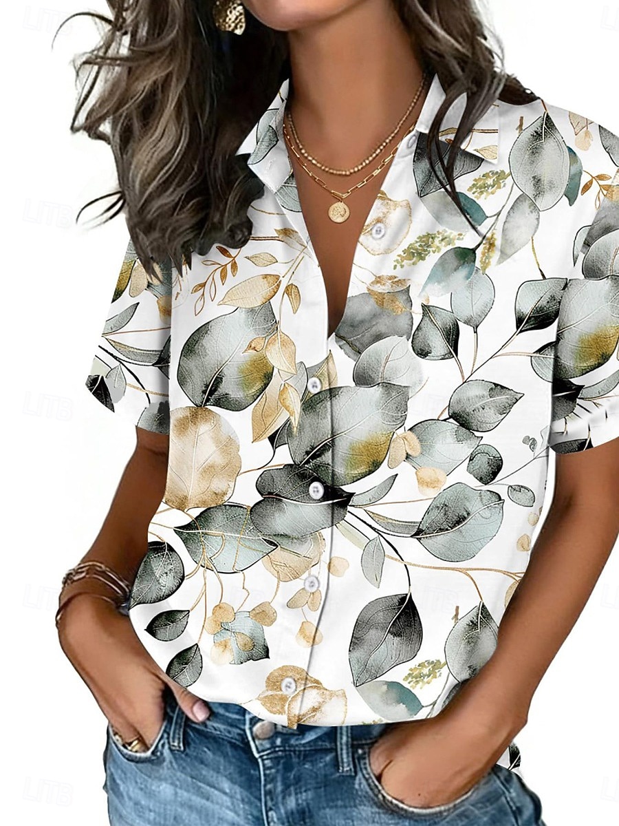 Women's Dot Print Lapel Shirt  - Vintage Collectible Buttons recension och pris