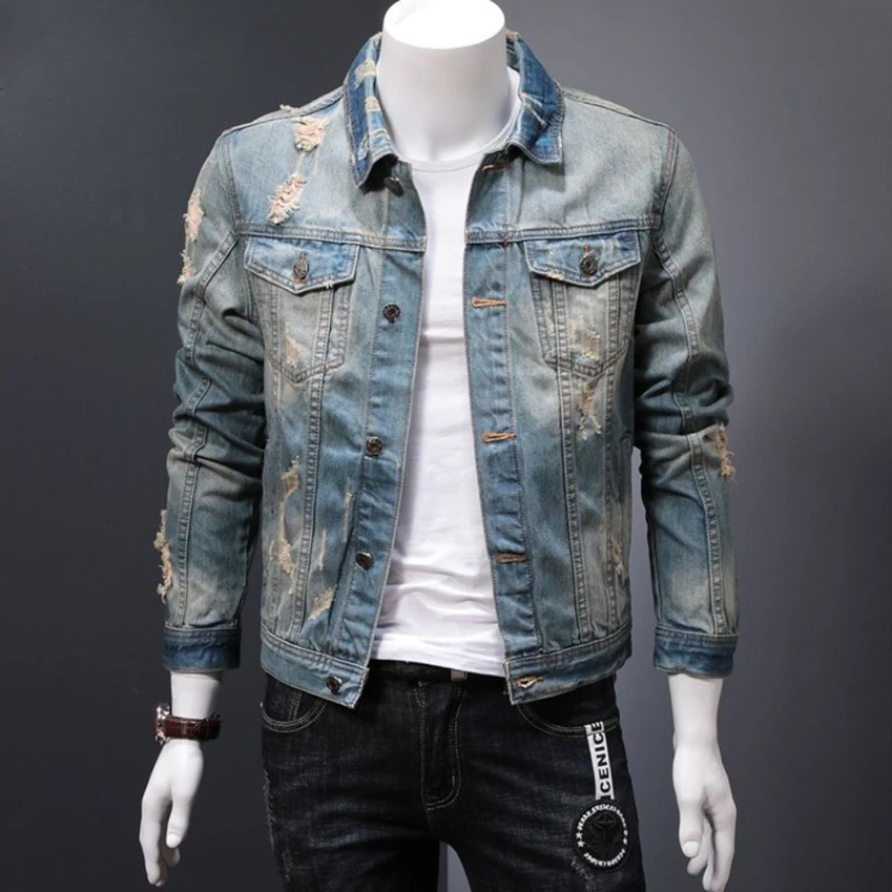 Padded Denim Jackets Man Warm  - Vintage Collectible Buttons recension och pris