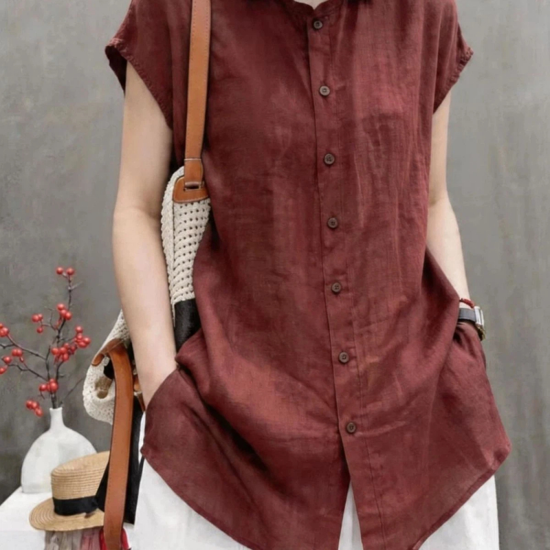 Office Lady Short Sleeve Solid - Vintage Collectible Buttons recension och pris