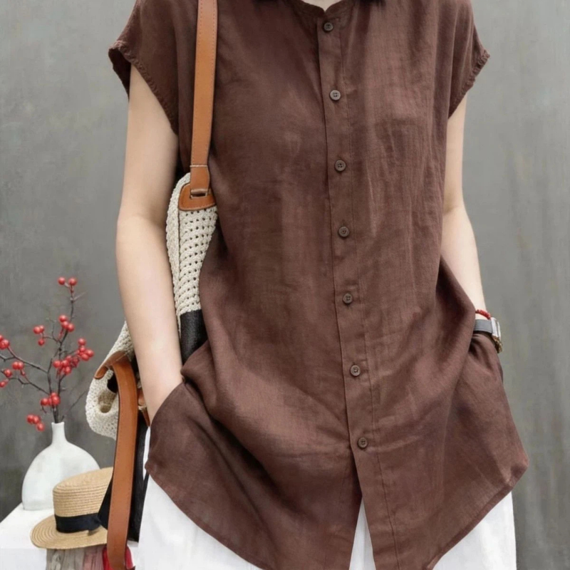 Office Lady Short Sleeve Solid - Vintage Collectible Buttons recension och pris