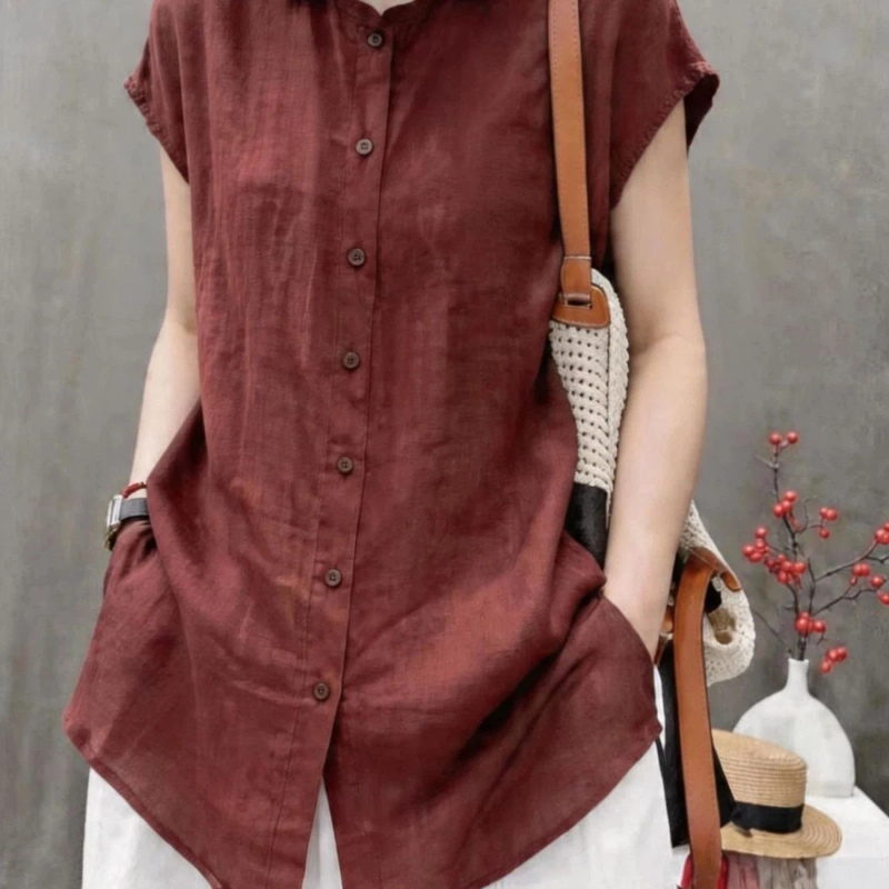 Office Lady Short Sleeve Solid - Vintage Collectible Buttons recension och pris