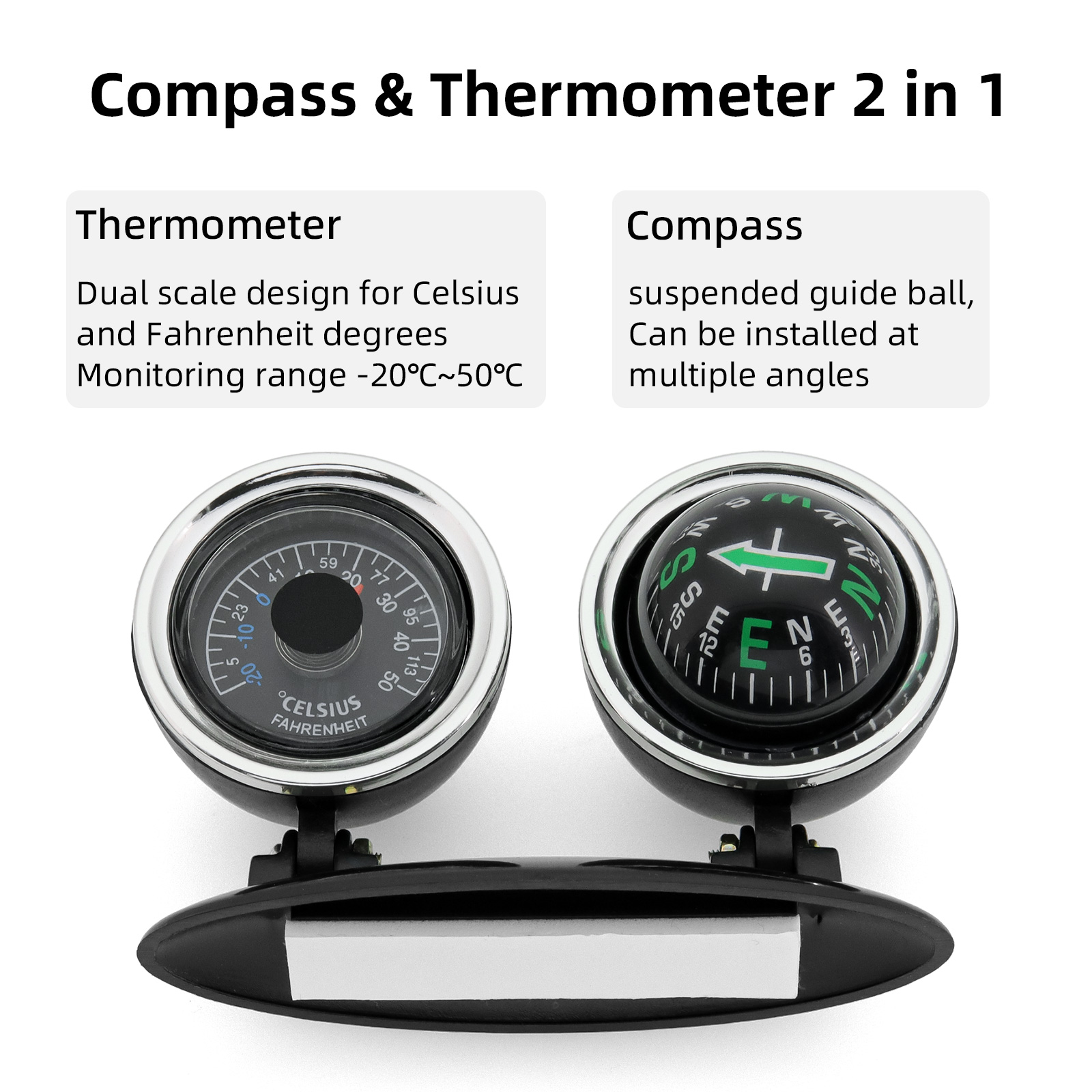 Car Ornaments Compass Thermome - Analog Meter Gauge recension och pris
