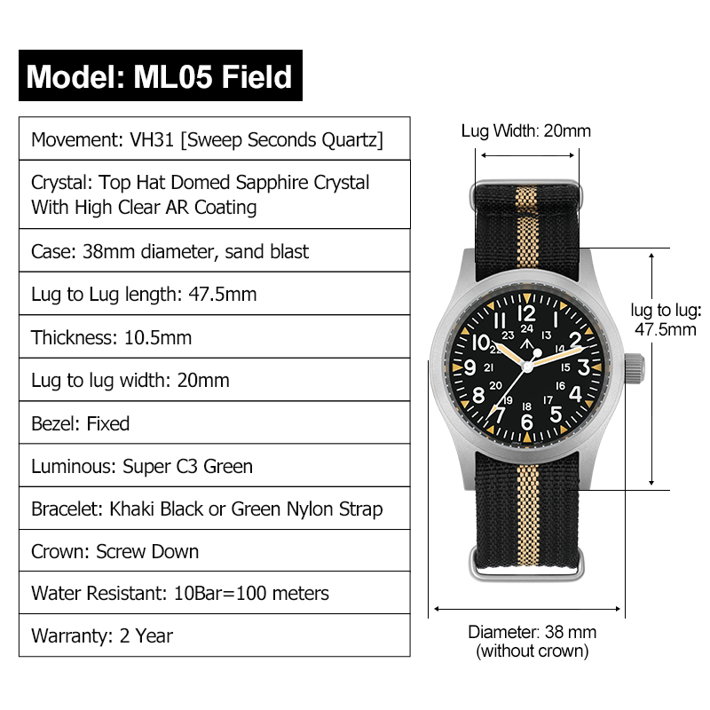 Militado ML05 Vintage Watch VH - Vintage Watch Crystal recension och pris