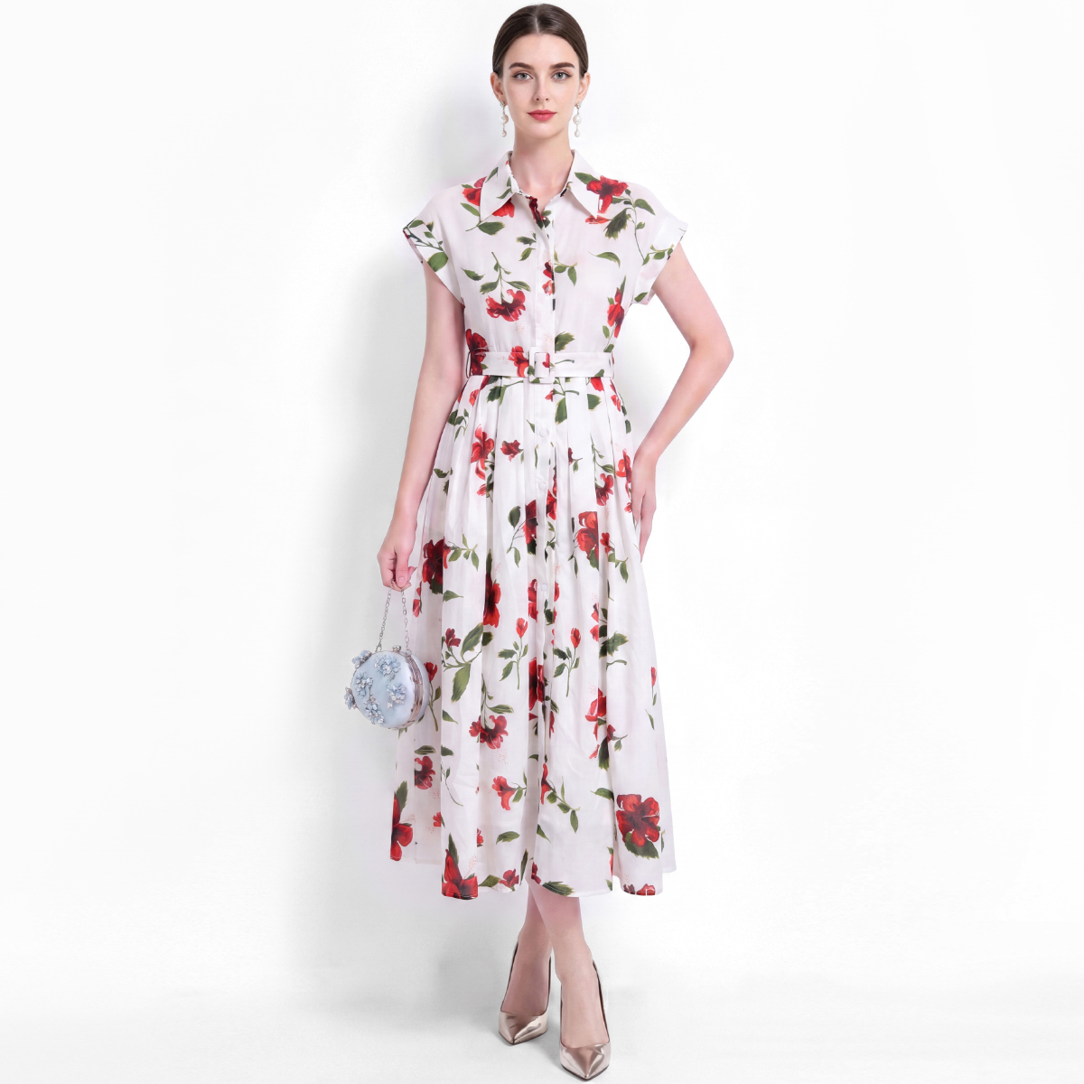 Stylish Floral Shirt Dress Sho - Vintage Collectible Buttons recension och pris